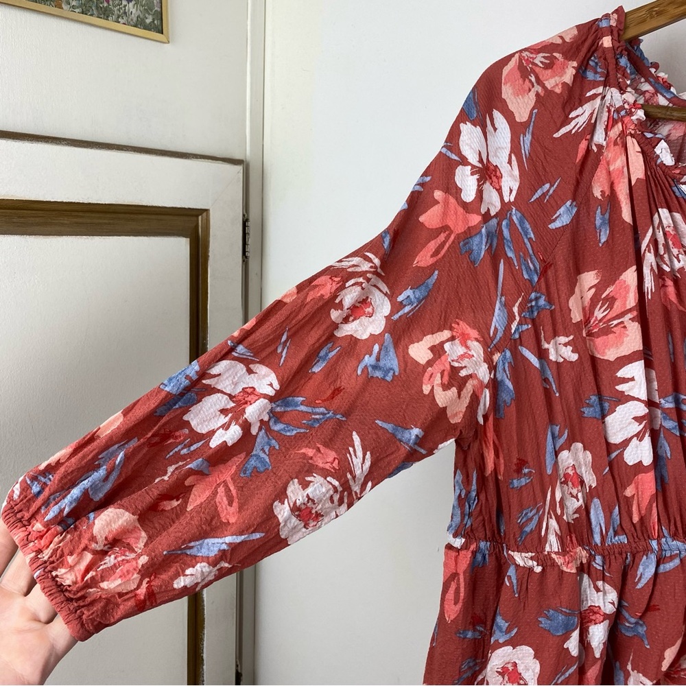 🦋Isabel Maternity Woven Floral Babydoll Top Chiffon Blouse Size XL - Picture 4 of 9